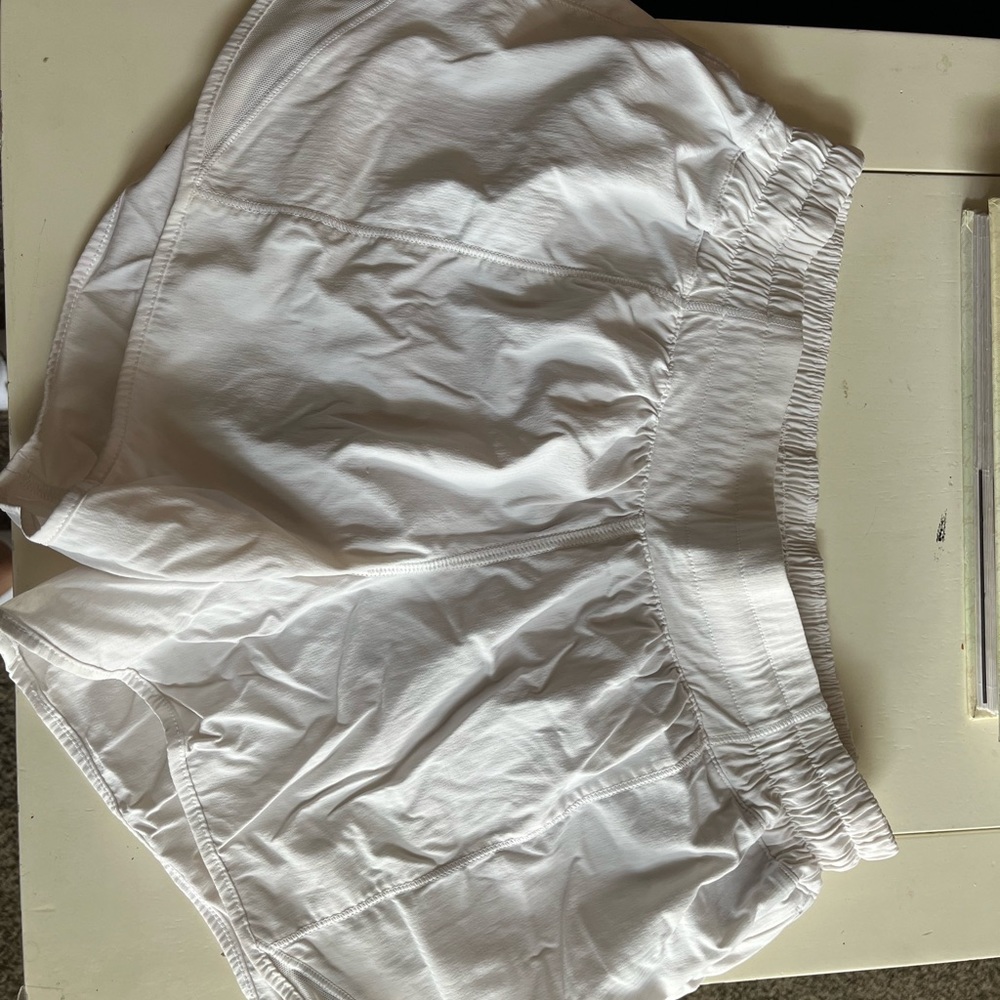 - White Hotty Hot Low-Rise Lined Short 4”